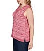 Ruby Rd. Plus Size Embroidered Soft Marled Knit Scoop Neck Sleeveless Sweater Tank, Color:Sangria - Image 3