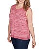 Ruby Rd. Plus Size Embroidered Soft Marled Knit Scoop Neck Sleeveless Sweater Tank, Color:Sangria - Image 4