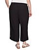Ruby Rd. Plus Size Embroidered Tropical Fern Wide Leg Pull-On Cropped Pants, Color:Black - Image 2