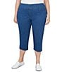 Ruby Rd. Plus Size Extra Stretch Denim Capri Pull-On Pants, Color:Indigo - Image 1