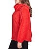 Color:Lipstick Multi - Image 4 - Plus Size Eyelash Cable Knit Split Cowl Neck Long Puff Sleeve Sweater