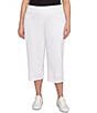 Ruby Rd. Plus Size Eyelet Fringe Hem Pull-On Capri Pants, Color:White - Image 1