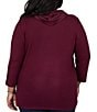 Ruby Rd. Plus Size Faux Suede Hatchi Knit Cowl Neck 3/4 Sleeve Top - Image 2