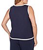 Ruby Rd. Plus Size Fine Gauge Jersey Knit Scoop Neck Sleeveless Sweater Tank, Color:Navy - Image 2