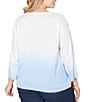 Ruby Rd. Plus Size Fine-Gauge Knit Ombre Wash Ribbed Crew Neck 3/4 Sleeve Sweater Top - Image 2
