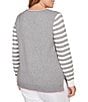 Ruby Rd. Plus Size Fine-Gauge Knit V-Neck Long Stripe Sleeve Maltese Sweater, Color:Grey Multi - Image 2