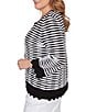 Ruby Rd. Plus Size Fine Gauge Stripe Scalloped Long Sleeve Button-Front Sweater - Image 3