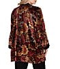 Ruby Rd. Plus Size Floral Burnout Velvet Shawl Collar Bracelet Sleeve Open-Front Cardigan, Color:Cherry Multi - Image 2