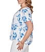 Ruby Rd. Plus Size Floral Clip Dot Eyelet V-Neck Short Flutter Sleeve Top - Image 3