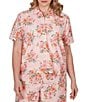 Ruby Rd. Plus Size Floral Eyelet Point Collar Short Sleeve Button-Front Coordinating Camp Shirt - Image 1