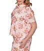 Ruby Rd. Plus Size Floral Eyelet Point Collar Short Sleeve Button-Front Coordinating Camp Shirt - Image 4