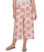 Ruby Rd. Plus Size Floral Eyelet Wide Leg Pull-On Coordinating Capri Pants - Image 1