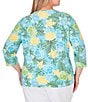 Color:Aruba Multi - Image 2 - Plus Size Floral Print Knit Embellished 3/4 Sleeve Horseshoe Neck Top