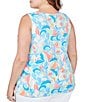 Color:Capri Multi - Image 2 - Plus Size Floral Print Knit Scoop Neck Tank