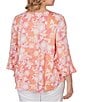 Ruby Rd. Plus Size Floral Scoop Neck 3/4 Ruffle Trim Sleeve Top - Image 2