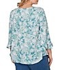 Ruby Rd. Plus Size Floral Scoop Neck 3/4 Ruffle Trim Sleeve Top - Image 2