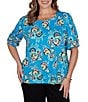 Ruby Rd. Plus Size Floral Scoop Neck Short Sleeve Top - Image 4