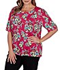 Ruby Rd. Plus Size Floral Scoop Neck Short Sleeve Top - Image 1