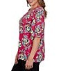 Ruby Rd. Plus Size Floral Scoop Neck Short Sleeve Top - Image 3