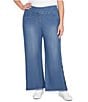 Ruby Rd. Plus Size Floral Soft Flocked Pull-On Bootcut Ankle Jeans, Color:Indigo - Image 1