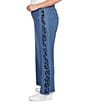 Ruby Rd. Plus Size Floral Soft Flocked Pull-On Bootcut Ankle Jeans, Color:Indigo - Image 3