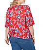 Ruby Rd. Plus Size Floral Square Neck Elbow-Length Sleeve Knit Top - Image 2