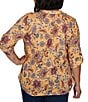 Ruby Rd. Plus Size Floral Vine V-Neck 3/4 Roll-Tab Sleeve Button Front Shirt - Image 2