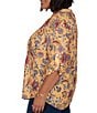 Ruby Rd. Plus Size Floral Vine V-Neck 3/4 Roll-Tab Sleeve Button Front Shirt - Image 4