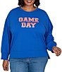 Ruby Rd. Plus Size French Terry Game Day Crew Neck Long Sleeve Top - Image 1