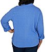 Ruby Rd. Plus Size Garment Washed Point Collar 3/4 Roll-Tab Sleeve Button Front Shirt - Image 2