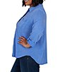 Ruby Rd. Plus Size Garment Washed Point Collar 3/4 Roll-Tab Sleeve Button Front Shirt - Image 4