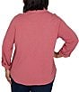 Ruby Rd. Plus Size Garment Washed Point Collar 3/4 Roll-Tab Sleeve Button Front Shirt - Image 2