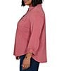 Ruby Rd. Plus Size Garment Washed Point Collar 3/4 Roll-Tab Sleeve Button Front Shirt - Image 4