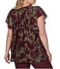 Ruby Rd. Plus Size Gauze Foliage Airy V-Neck Short Flutter Sleeve Top - Image 2