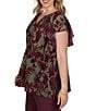Ruby Rd. Plus Size Gauze Foliage Airy V-Neck Short Flutter Sleeve Top - Image 3