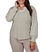 Ruby Rd. Plus Size Hatchi Knit Horseshoe Neck Long Sleeve Top - Image 1