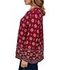 Ruby Rd. Plus Size Hatchi Knit Medallion Border Print Scoop Neck Bracelet Length Sleeve Top - Image 4