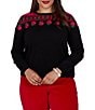 Ruby Rd. Plus Size Heritage Knit Rose & Vine Boat Neck Long Sleeve Sweater - Image 1