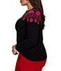 Ruby Rd. Plus Size Heritage Knit Rose & Vine Boat Neck Long Sleeve Sweater - Image 3