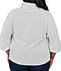 Ruby Rd. Plus Size Honeycomb Chenille Knit Cowl Neck 3/4 Sleeve Side Tie Top - Image 2