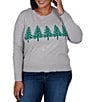Ruby Rd. Plus Size Jacquard Knit Christmas Tree Scoop Neck Long Sleeve Top - Image 1