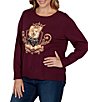 Ruby Rd. Plus Size Jacquard Knit Regal Corgi Scoop Neck Long Sleeve Sweater - Image 3