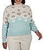Ruby Rd. Plus Size Jacquard Knit Soft Floral Motif Fair Isle Turtle Neck Long Sleeve Sweater - Image 1
