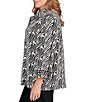 Ruby Rd. Plus Size Jacquard Knit Zebra Point Collar Bracelet Sleeve Button-Front Swing Jacket, Color:Black Multi - Image 3