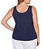 Ruby Rd. Plus Size Jersey Knit Reversible Neck Sleeveless Tank, Color:Navy - Image 2