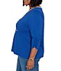 Ruby Rd. Plus Size Knit Book Club Scoop Neck 3/4 Ruched Sleeve Tee - Image 3
