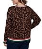 Ruby Rd. Plus Size Knit Contrast Trim Cheetah Print Boat Neck Long Sleeve Sweater - Image 2