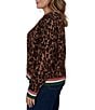 Ruby Rd. Plus Size Knit Contrast Trim Cheetah Print Boat Neck Long Sleeve Sweater - Image 3