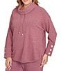 Ruby Rd. Plus Size Knit Cowl Neck Long Sleeve Cozy Top, Color:Raisin Heather - Image 4