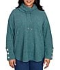 Ruby Rd. Plus Size Knit Cowl Neck Long Sleeve Cozy Top, Color:Forest - Image 1